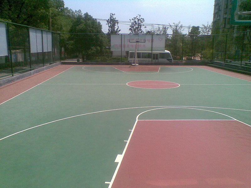 学堂坡社区硅PU球场及篮球架安装